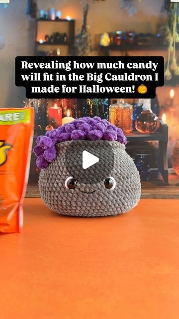 Amigurumi Crochet Patterns by Anna on Instagram: "My secret to a Happy Halloween is this whole bag of Reese’s Peanut Butter Cups 🤤  How big you make your cauldron and how firmly you stuff will determine how much you can fit in yours. But I think it’s safe to say the Big Cauldron will hold a good amount of candy 🍬🍫  Pattern available 7/25!  What are you putting in yours?!   #happyhalloween #halloween #halloweencandy #crochethalloween #crochetersofinstagram #newpattern #comingsoon" Crochet Cauldron, Candy Pattern, Halloween Crochet, Peanut Butter Cups, Halloween Candy, Amigurumi Crochet, Fit In, Crochet Amigurumi, Happy Halloween