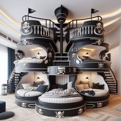 Bunk Bed Boys Room, Wall Bunk Beds, Pirate Bed, Pirate Ship Bed, Bunk Beds For Boys Room, Casa Fantasy, Dream Bedroom Inspiration, Amazing Bedroom Designs, Bunk Bed Designs