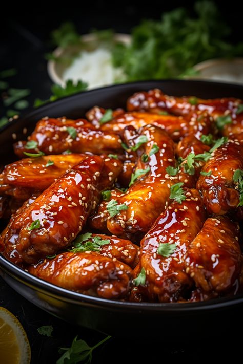 Food Ideas For Party, Honey Chicken Wings, Honey Garlic Chicken Wings, Food Savory, Salty Food, Garlic Chicken Wings, Mouthwatering Food, Soul Food Dinner, Savory Food