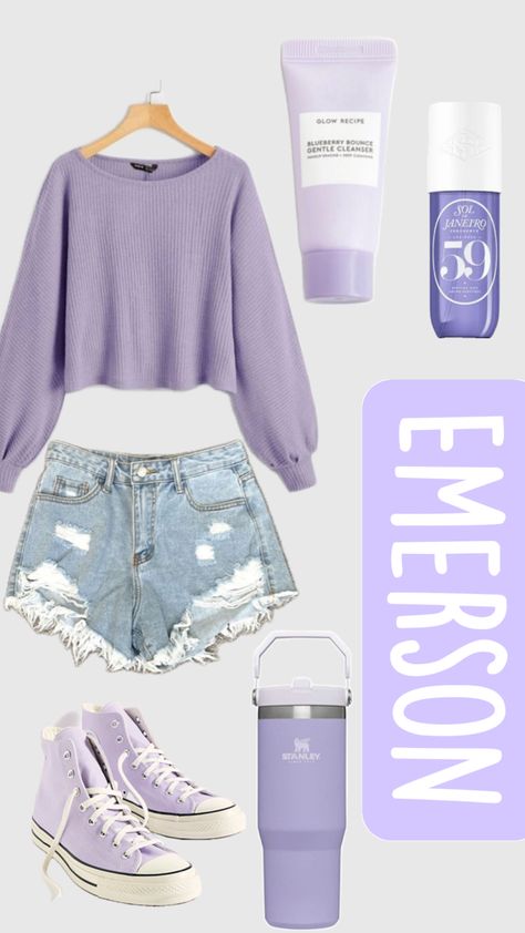 #lavender #preppy #stanley #glowrecipe #converse #soldejanerio Lavender Outfits, Preppy Stanley, Lavender Outfit, Outfits Bonitos, Converse Aesthetic, Purple Converse, Teen Outfits, Preppy Room, Trendy Outfits For Teens