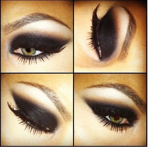 black smokey cat eye Eye Makeup 2000s, Makeup 2000s, Makeup Tip, Black Eyeshadow, Makeup Obsession, Kiss Makeup, Eye Make, Smokey Eye Makeup, Love Makeup