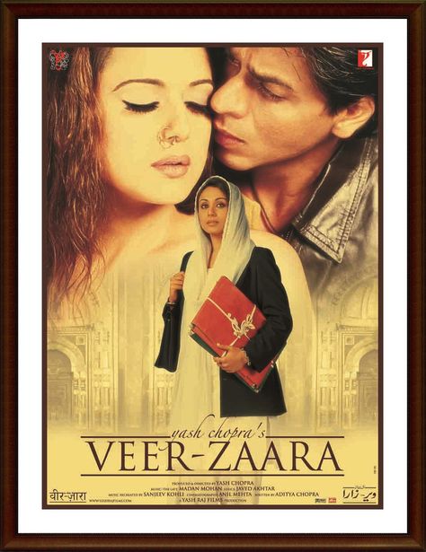 Veer Zara, Veer Zaara, Free Bollywood Movies, Suspense Movies, Srk Movies, Best Bollywood Movies, Romantic Drama Film, Yash Raj Films, Bollywood Posters