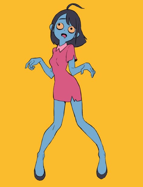 Zombie Woman Art, Drunk Drawing Reference, Character Animation Gif, Zombie Gif, Dancing Animation, Female Zombie, Weird Eyes, Animation Dance, Idle Animation