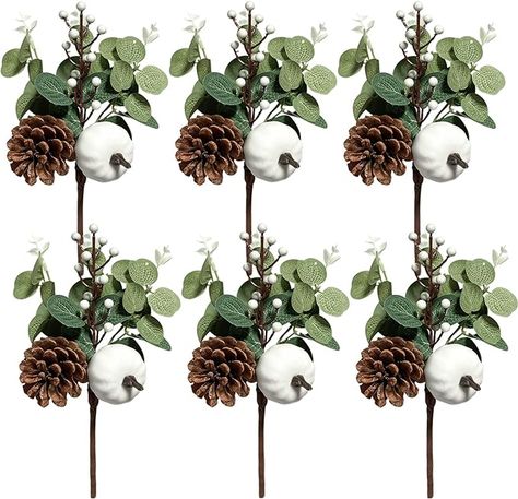 Amazon.com: Adurself 6PCS Greenery Stems Artificial Eucalyptus Leaves Fall Picks with White Pumpkin Pinecones for Wedding Table Decor Autumn Thanksgiving Day Flower Arrangements Wreaths Indoor Outdoor Home Decor : Home & Kitchen Wreaths Indoor, Holiday Floral Arrangements, Winter Wedding Table, Artificial Eucalyptus Garland, Thanksgiving Table Runner, Wreath Indoor, Pumpkin Garland, Outdoor Home Decor, Artificial Eucalyptus