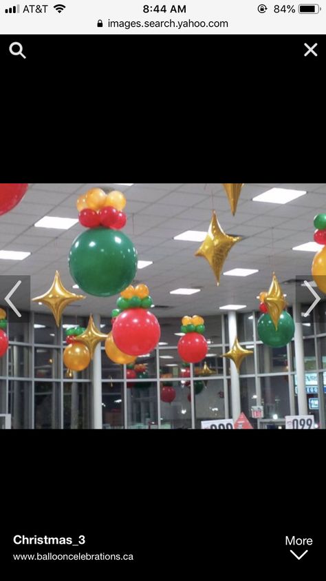 Ideas With Balloons, Holiday Party Decorations Christmas, Christmas Ceiling Decorations, Balloon Arch Decorations, Balloon Ceiling, Christmas Balloon Decorations, Balloon Designs, Car Dealerships, Christmas Decorating Ideas