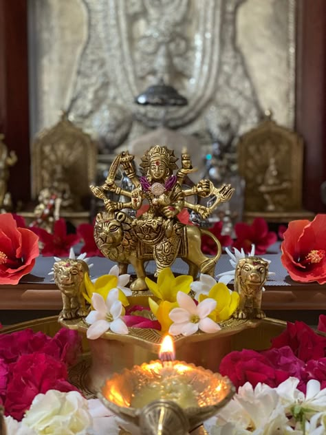 Navratri Pooja At Home, Durga Murti Photo, Pooja Snap, Hindu Cosmology, God Mantra, Fake Post, God Illustration, Bossy Girl, Navratri Devi Images