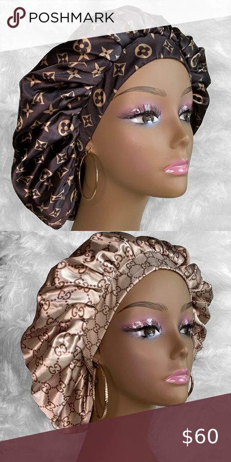 High Quality Satin Hair Bonnets Bonnet For Hair, Hair Bonnets Satin, How To Make Hair Bonnet, How To Make A Bonnet, Hair Bonnet Styles, Headband Scrunchies, Satin Bonnet Natural Hair, Hair Accessories Diy Headband, Silk Hair Bonnets