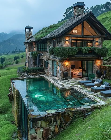 House With A Pool, Casa Hobbit, Log Home Designs, Dream Life House, Ancient Mythology, Dream House Rooms, Fantasy House, Luxury Homes Dream Houses, Dream House Interior