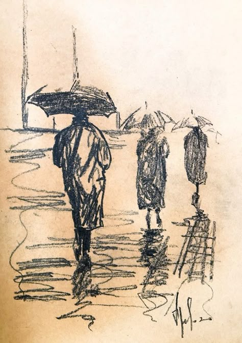 #artwork #sketches Ways Of Seeing Art, In The Rain Drawing, Artist Drawing Sketches, Art Sketching Ideas, Cute Drawings People, Craft Paper Drawing, Drawing Ideas With Pen, Art Sketches Pen, Aesthetic To Draw