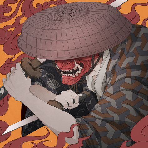 Tengu Aesthetic, Tengu Samurai, Japanese Tengu, Oni Art, Oni Samurai, Japanese Oni, Japanese Pop Art, Samurai Artwork, Red Mask