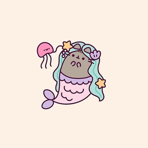 Pusheen Widgets, Pusheen Mermaid, Tom Welling Smallville, Shrink Paper, Pusheen Cat, Phone Aesthetic, Cat Icon, Cute Doodle Art, Line Sticker