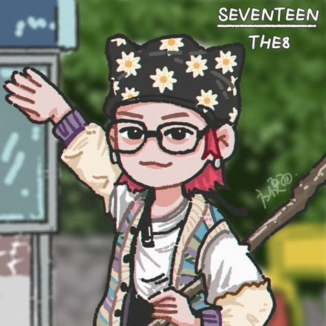 Seventeen Drawing Fan Art, The8 Chibi, The8 Drawing, Minghao Drawing, Minghao Fanart, Kpop Drawings Seventeen, The8 Fanart, Svt Cartoon, Seventeen Drawing