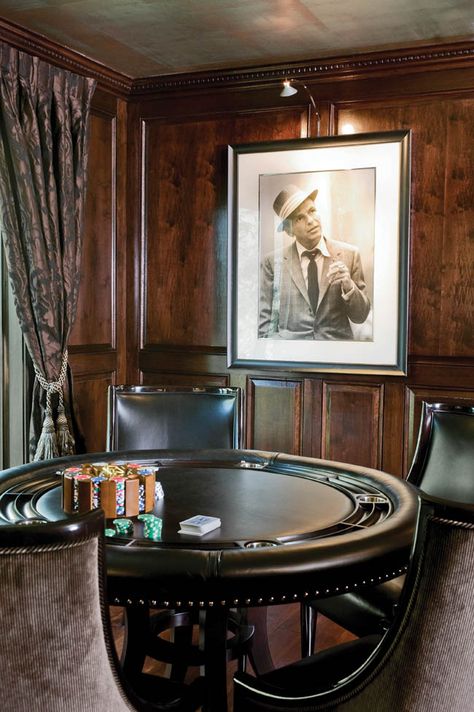 Game room design takes a spin back in time Victorian Game Room, Home Poker Room, Masculine Game Room, Poker Room Ideas, Gentleman Room, Basement Speakeasy, Shifting Hogwarts, Masculine Room, Card Room