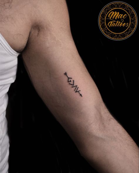 Mens Faith Tattoos, Tattoo For Biceps Men, Man Of God Tattoo, Gods Tattoo For Men, Courage Tattoo Men, Believe Tattoo Men, Small Bicep Tattoo Men, God Greater Than Highs And Lows Tattoo, Men’s Tricep Tattoo