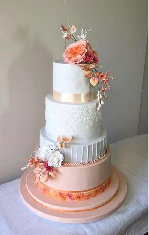 Wedding in apricot by Frufi - http://cakesdecor.com/cakes/282765-wedding-in-apricot Coral Wedding Cakes, Apricot Wedding, Wedding Cakes Ideas, Apricot Cake, Big Wedding Cakes, Diy Wedding Cake, Cake White, Dream Wedding Cake, Amazing Wedding Cakes