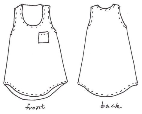 Tank Top Sewing Pattern, Shirt Drawing, Top Sewing Pattern, Handmade Clothes, Dressmaking, Diy Sewing, Sewing Projects, Tank Tops Women, Sewing Patterns