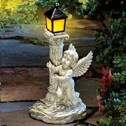 Angel Garden Statues, Garden Figurines, Angel Statue, Roman Columns, Angel Sculpture, Garden Angels, Angel Decor, Angel Statues, Solar Lanterns