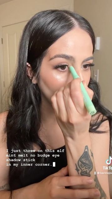 Karinajoelle on Instagram: "Yes, I am absolutely in love with everything @elfcosmetics makes 💚 These no budge shadow sticks are a MUST for your collection! ‼️ I do not own this audio and do not claim to‼️ 🔥 currently TRYING to get my hands on the new Halo glow liquid filter but that beauty is rightfully sold the heck out 🔥 * * * * * * * * * * * * * * * * * * * * * * * * * * * * * * * * * * * * * * * * * * * * * * * * * * * * * #makeupreels #elfcosmetics #mintgreen #popofcolor #eyeslipsface #p Elf Shadow Stick, Elf No Budge Shadow Stick, No Budge Shadow Stick, Halo Glow Liquid Filter, Elf Eyeshadow, Eye Shadow Stick, Halo Glow, E.l.f. Cosmetics, Eyes Lips Face