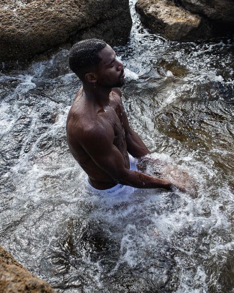 On water we connect with our higher self. This amazing photo shoot is still one of my favorites with @martinzmailton #photoshoot #men #hoscos #art #photoart #fineart #renaissance #oceanphotoshoot #malemodel #calvinklein #prazzle #cowboycarter River Photoshoot Ideas Men, Vacation Photo Ideas Men, Men In Water, Primordial Waters, Male References, African Warrior, Swimming Photography, Water Shoot, Ocean Photos