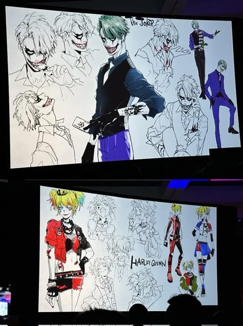 Joker Concept Art, Joker Twitter, Villain Couple, Enfp X Entp, Squad Poses, Harley X Joker, Joker Anime, Fantasia Art, Poses Anime