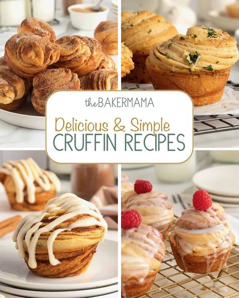 Mini Almond Cruffins, Strawberry Cream Cheese Cruffins, Manuela Cruffins, Garlic Herb Parmesan Cruffins, Cruffin Filling Ideas, Apple Butter Cruffins, Apple Cruffins Recipe Easy, Strawberry And Cream Cruffins, Easy Cruffins