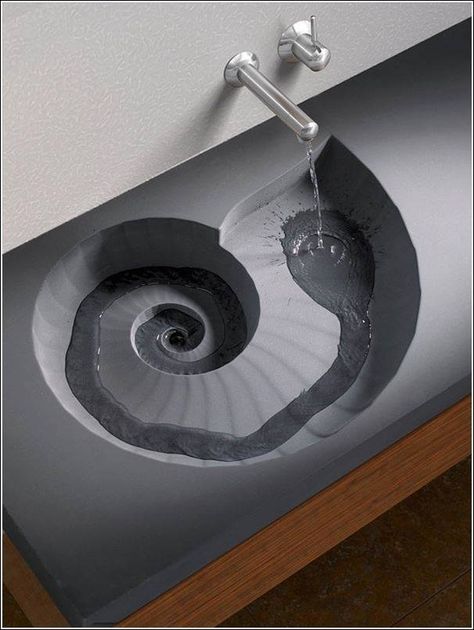 Amazing Sink Designs - Imgur Aquarium Sink, Spiral Sink, Shell Sink, Bathroom Sink Design, Basin Design, Nautical Bathrooms, Design Room, Sink Design, Home Interiors