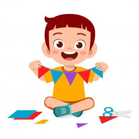 Crafts Illustration, Kid Cartoon, Kids Cartoon Characters, School Murals, Flashcards For Kids, Kids Vector, Kid Boy, Character Cartoon, Happy Boy