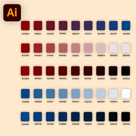 Generate Color Palette With Color Code in Adobe Illustrator. Adobe Illustrator Color Palette, Adobe Color Palette, Adobe Illustrator Portrait, Pantone Color Chart, Color Photoshop, Drawing Things, Palette Color, Color Palate, Color Codes