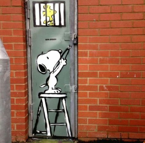 Snoopy Street Art by Karl Strike Open The Door, Graffiti Street Art, Beautiful Doors, Painted Doors, Art Street, Outdoor Art, Street Art Graffiti, Street Artists, Doors And Windows