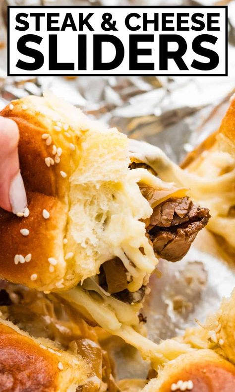 Philly Cheese Steak Sliders Ground Beef, Steak And Cheese Sliders, Philly Cheesesteak Sliders Recipe, Steak Sliders, Sliders Recipes Hawaiian Rolls, Steak And Cheese, Hamburger Recipes Patty, Cheesesteak Sliders, Patty Recipe