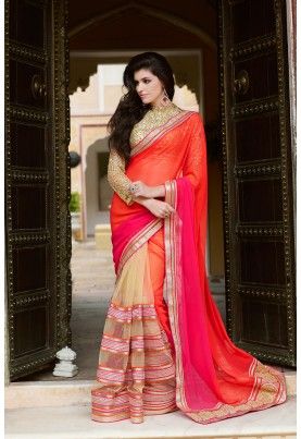 Sarees Half N Half Saree, Silk Sarees Online Shopping, Indian Bridal Sarees, Designer Sarees Collection, Wedding Saree Indian, Embroidery Saree, Designer Dresses Indian, Fancy Sarees, Designer Saree