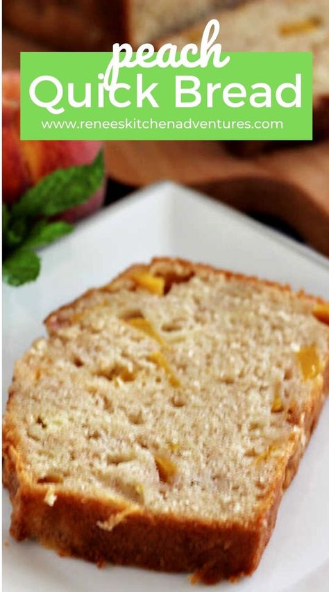 Easy Peach Bread, Peach Bread Recipe, Peach Quick Bread, Peach Oatmeal, Fresh Peach Recipes, Peach Bread, Banana Bread Loaf, Bread Breakfast, Oatmeal Bread