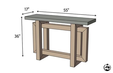 Dyi Table, Console Dimensions, Restoration Hardware Table, Diy Console, Diy Console Table, Blue Kitchen Decor, Console Table Decorating, Woodworking Inspiration, Concrete Table