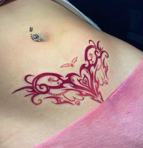 Womb Tattoo, Beautiful Spine Tattoos, F Tattoo, Emo Tattoos, Spine Tattoo Ideas, Waist Tattoos, Torso Tattoos, Mark Tattoo, Spooky Tattoos