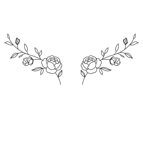 Womens Chest Tattoo Ideas Simple, Grunge Tattoo Stencil, Floral Lower Back Tattoo, Tattoo Ideas Collar Bone For Women, Small Collar Bone Tattoos For Women, Collar Bone Tattoo Ideas, Horizontal Tattoo, Collarbone Tattoo Ideas, Tattoo Collar Bone