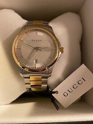 @! New Mens Gucci G-Timeless Wristwatch 38mm 2 Tone Stainless... Gucci Watch Men, Gift Gucci, Casey Novak, Gucci Watches For Men, 18th Bday Ideas, Gucci Watch Women, Diy Resin Keychain, Gucci Gift, Gucci Watches