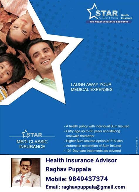 Medi Classic individual Health Policy.star health insurance for more details Call:9849437374. Star Health Insurance Advertising, Health Insurance Advertising, Star Health Insurance, Insurance Advertising, Health Policy, Insurance Agent, Health Insurance, Insurance, Medical