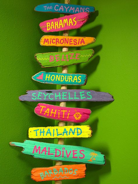 Deco Surf, Tropical Bathroom, Hawaii Party, Backyard Beach, Directional Signs, Tiki Party, Hawaiian Party, Beach Bathrooms, Beach Signs