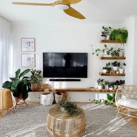 Living Room Plants Decor, Ruang Tv, Japandi Design, Living Room Plants, Interior Design Per La Casa, Boho Living Room Decor, Design Del Prodotto, Boho Living, Decor Home Living Room