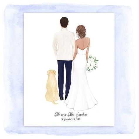 Bride And Groom Watercolor Painting, Watercolour Bride And Groom, Wedding Card Painting, Bride And Groom Watercolor, Wedding Sketch Couple, Wedding Couple Painting, Bride And Groom Painting, Wedding Couple Art, Bride And Groom Drawing