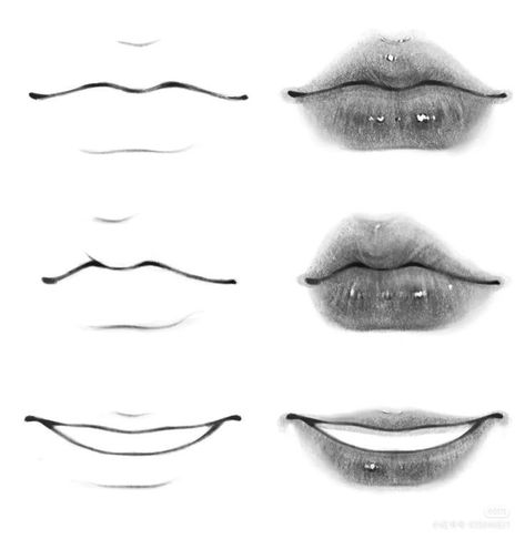 Lips Sketch, Smile Drawing, Lip Drawing, 얼굴 드로잉, Mouth Drawing, Pencil Sketch Images, Cool Pencil Drawings, Drawing Black, Lips Drawing