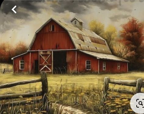 Ranch Life Country Living, Old Barns Rustic, Busted Canvas, Scene Png, Farm Scenes, Barn Pictures, Barn Painting, Farm Scene, Rustic Christmas Tree