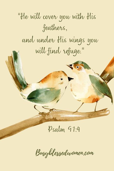 Watercolor 2 green feathered birds with orange bodies and heads perched on a bare brown branch God Comfort Quotes, God Be With You, Prayer Scriptures Encouragement, Gods Love Scripture, Bible Verse For Comfort, Beautiful Psalms, Scripture Verses Faith, Positive Bible Quotes, Bible Verse Blessings