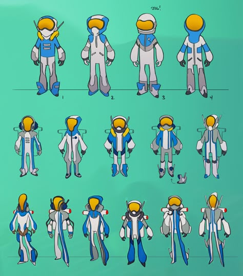 ArtStation - Astroneer Character Suits Spaceman Character Design, Space Suit Reference, Space Theme Character Design, Space Suits Drawing, Space Explorer Character Design, Space Crew Characters, Space Explorer Character Concept Art, Alien Suit Concept Art, Space Suits Concept Art