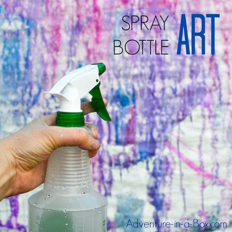 This summer, try this fun outdoor activity with kids - making spray bottle art in your backyard! Paint With Spray Bottle, Osh Activities, Spray Bottle Art, Spray Bottle Painting, Paint Crafts For Kids, Bottle Design Ideas, Spray Bottle Design, Spray Paint Ideas, Prek Centers