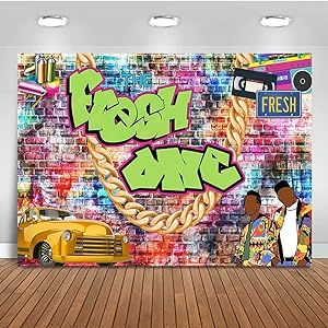 Mocsicka Fresh ONE Birthday Backdrop Fresh Prince or Princess 1st Birthday Background Graffiti Wall 90s Hip Hop Birthday Party Cake Table Decoration Banner Photo Booth Props (7x5ft) Car Birthday Backdrop, Fresh Prince Baby Shower, Princess Photo Booth, Boy Party Decorations, Baby Shower Pictures, Prince Baby Shower, Shower Backdrop, Outdoor Party Decorations, Baby Shower Photos