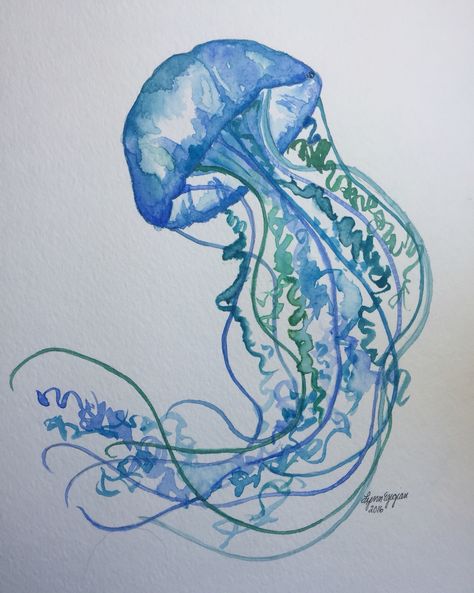 Watercolor jellyfish by Lynn Egigian Pretty Jellyfish, Jellyfish Illustration, Jellyfish Decorations, Watercolor Jellyfish, Jellyfish Painting, Jellyfish Drawing, Jellyfish Craft, Jellyfish Print, Jellyfish Design