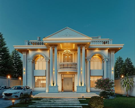 Mansion Exterior Design, Classic Elevation, Building Elevations, Castle House Design, Design Elevation, Mansion Exterior, Classical House, Luxury Homes Exterior, Classic House Exterior