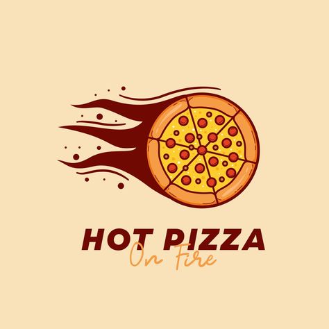 Hot pizza on fire pizzeria restaurant logo with full round pizza in flame icon logo illustration Flame Icon, Pizza Icon, Hot Pizza, Pizza Vector, Pizza Poster, Pizza Logo, Flash Logo, Food Logo Design, Restaurant Logo