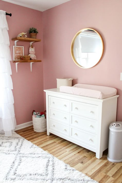 Pink Nursery Colors, Pink Nursery Ideas, Pink Baby Room, Pink Nursery Walls, Blush Pink Nursery, Pink And Gray Nursery, Girl Nursery Pink, Girly Nursery